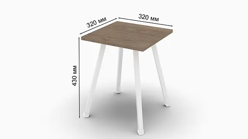 Табурет Ferrum-decor 430x320x320 Белый металл ДСП Дуб Сонома Трюфель 16 мм (FRD-104644) - фото 3