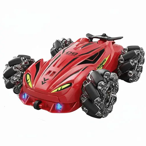 Радиоуправляемая трюковая машина JD 155-15 A-03, парогенератор, подсветка, музыка, аккумулятор 3.7V, пульт 2.4GHz, красная