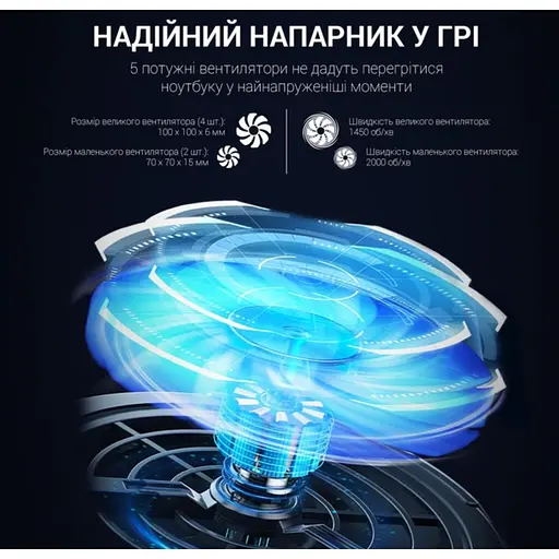 Охолоджувальна підставка для ноутбука до 18 дюймів GamePro GPCP-770 6xfans - фото 12