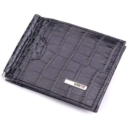 Чоловічий гаманець-затиск із натуральної шкіри KARYA 11х8х2 см acs0029589 - фото 1