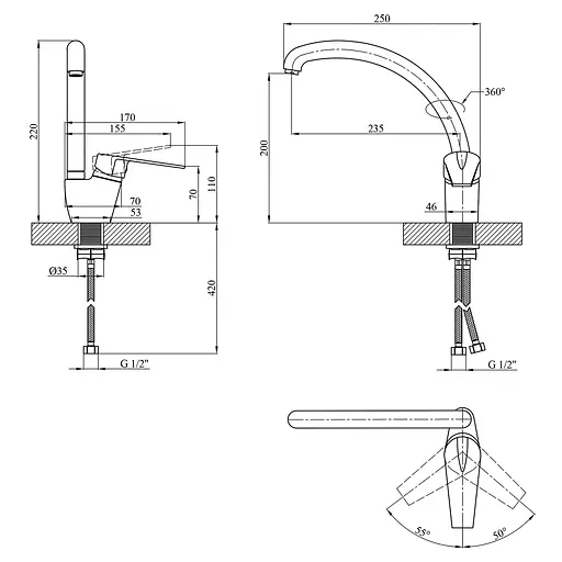 Змішувач для кухні Kroner KRM Odra - C032 (CV021151) - фото 7