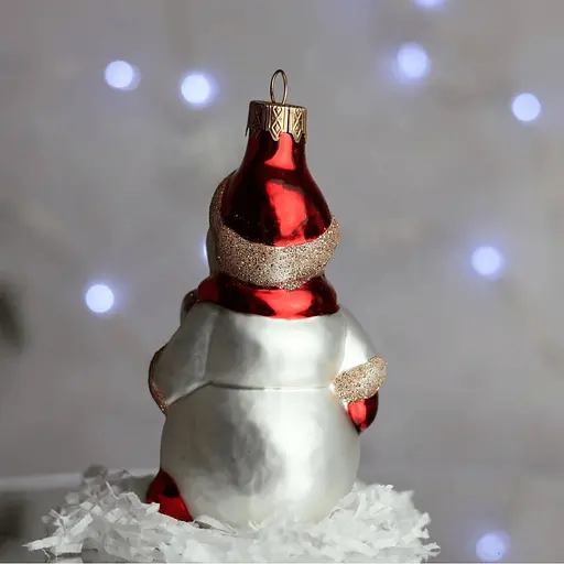 Ялинкова прикраса Санта Шоп Кольоровий сніговик червоний скло (4820001155518) - фото 4