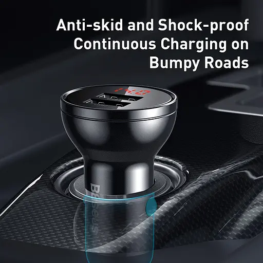 Зарядний комплект для авто BASEUS Digital Display Dual 4.8 A 24 W 2 порти юсб TZCCBX-0G - фото 5