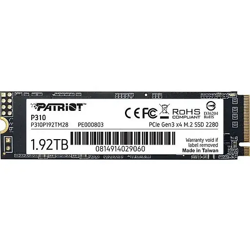 SSD накопитель PATRIOT P310 1.92T SSD NVMe PCIe Gen3x4 M.2 2280 P310P192TM28 - фото 1