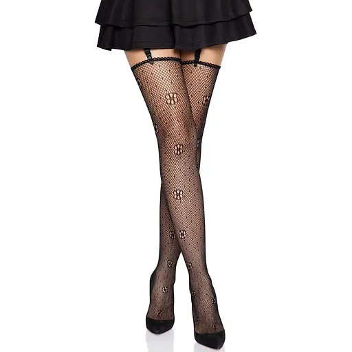 Панчохи Leg Avenue Daisy Dot Fishnet Stockings One Size Black - фото 2