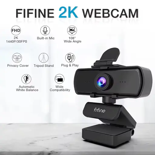 Веб-камера 2K Fifine K420 для компьютера с микрофоном и штативом трехногой - фото 3