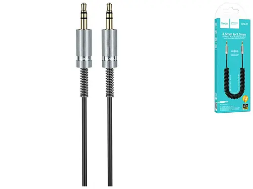 Кабель аудіо AUX адаптер Hoco UPA31 3.5 мм to 3.5 мм 3 м тато тато пружина - фото 3