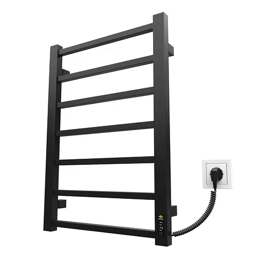 Электрический полотенцесушитель Kosser Лофт 700x500 ER тайм. черный ДЛФ01ER, Черный матовый, Правое - фото 1