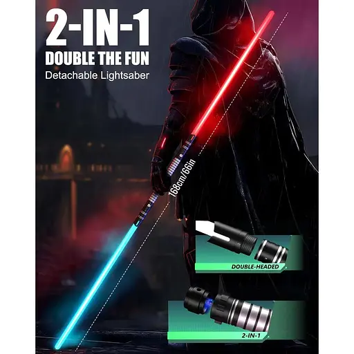 Световой меч для дуэли 24 цвета, 4 режима и 6 звуков, зарядка через Type-C - фото 3