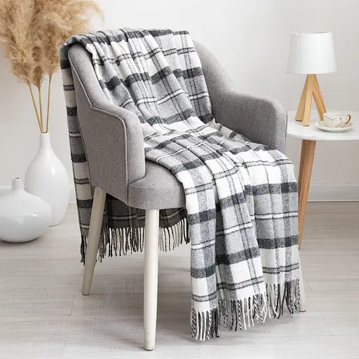 Плед вовняний Vladi 140x200 Палермо біло-сірий-темно-сірий 4 - фото 1