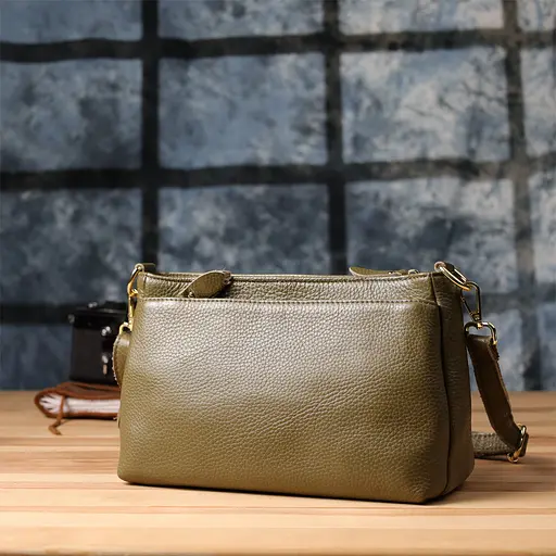 Кожаная сумка Vintage с плотным дном для женщин 27х16х11 см sum0027630 - фото 10