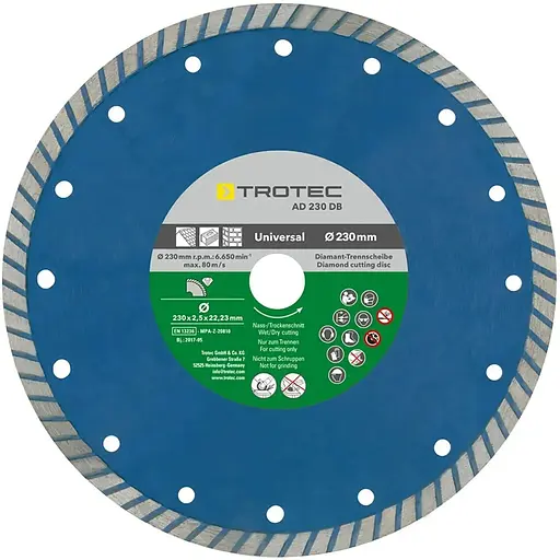 Диск отрезной алмазный Trotec Turbo Cutting Edge 230 х 22.23 х 2.5 мм (DAS302831)