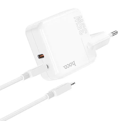 Зарядний пристрій Hoco C110A Lucky 35 Вт 2 виходи спідн-с + кабель Type-C Lightning - фото 3