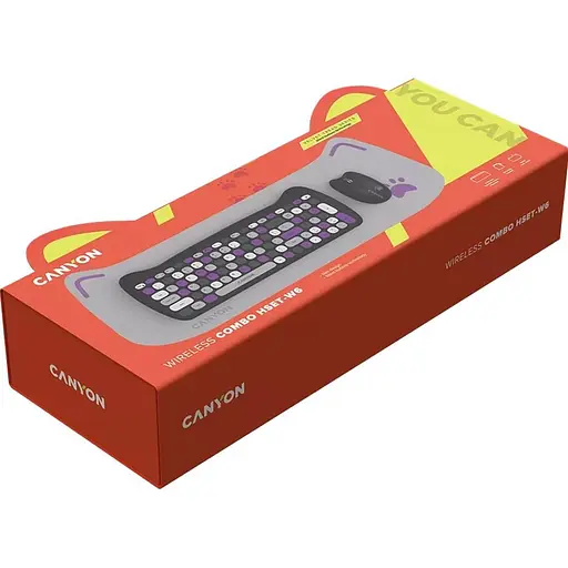 Комплект (клавиатура и мышь) CANYON HSET-W6 EN Kitty Edition AAA+АА Wireless Violet - фото 6