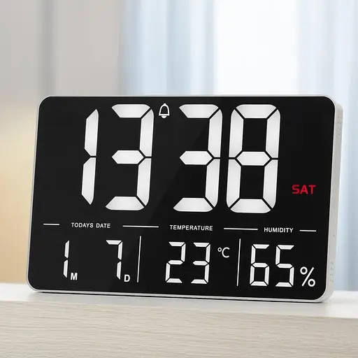 Годинник електронний настінний та настільний LOSSO GRAND WC-600 Будильник з пультом White (18967) - фото 3