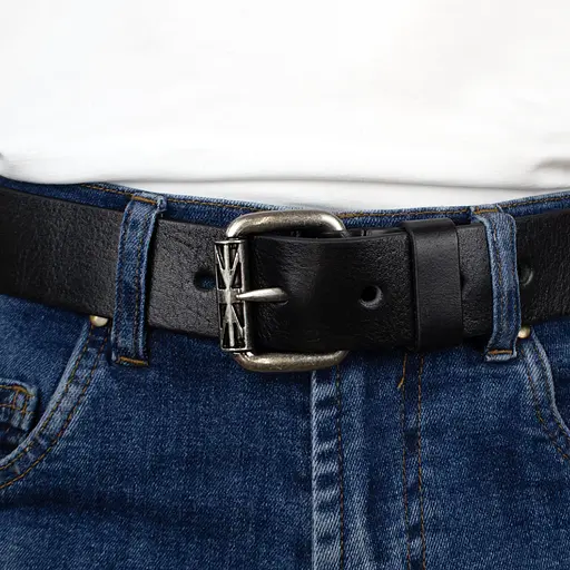 Ремінь чоловічий шкіряний JK-4053 чорний під джинси (120 см) - фото 6