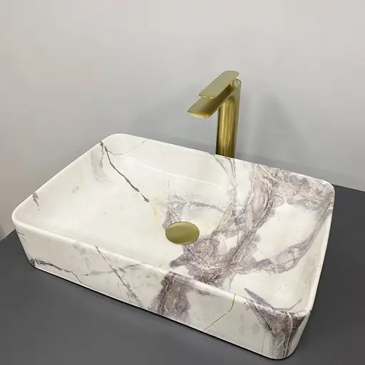 Умивальник VBI Triest 50 пісок глянцевий накладний VBI-012712, Мармур - фото 1