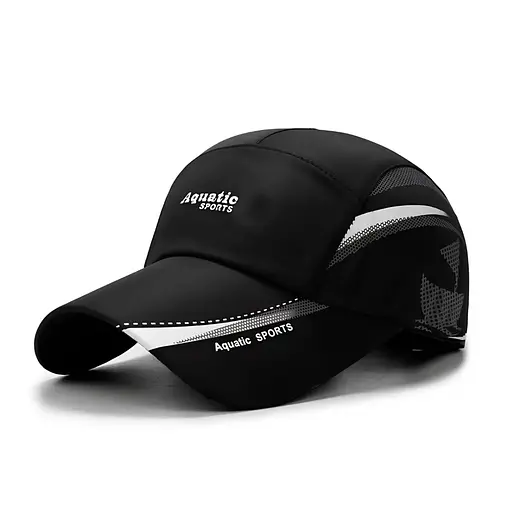 Бейсболка мужская водо/солнцезащитная спортивная с длинным козырьком и ремешком черная 1 шт.