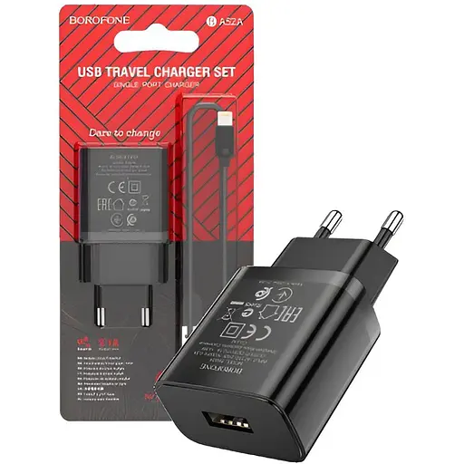 Сетевое зарядное устройство Borofone BA52A с кабелем USB-Lightning