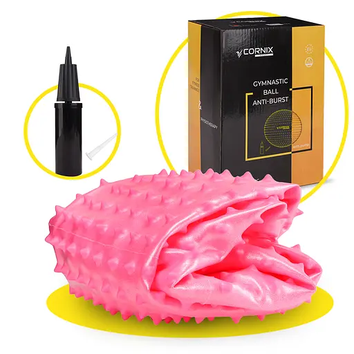 Мяч для фитнеса (фитбол) Cornix 55 см массажный Anti-Burst Pink XR-0469 - фото 4