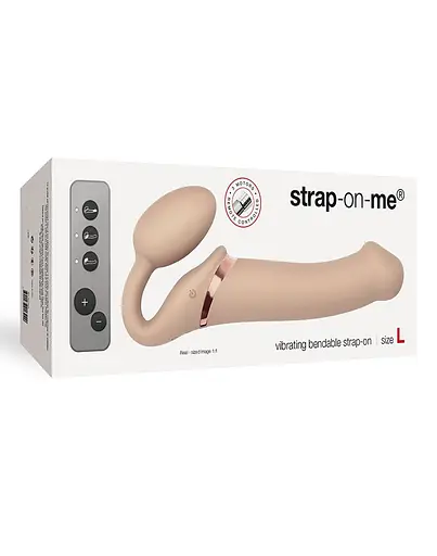 Страпон с вибрацией Strap-On-Me Vibrating Flesh L 19 см телесный - фото 8