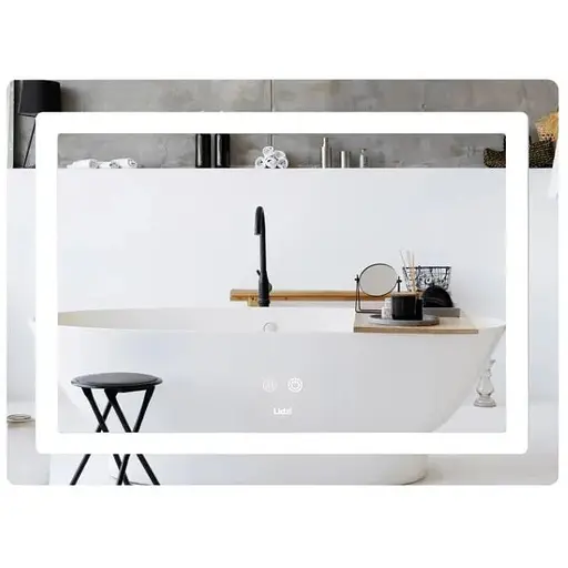 Дзеркало Lidz Kubis (KU2) 700х500 мм, прямокутне, з LED-підсвічуванням Touch, антизапотіванням, димером, регулюванням яскравості LD78LF90448486 - фото 1