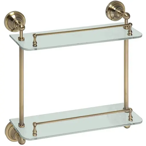 Полка Bemeta Retro двойная стеклянная бронза 144102127, Белый - фото 1