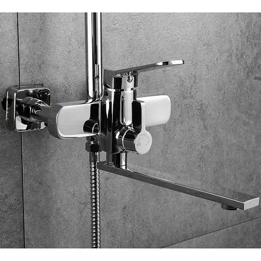 Душевая система Frap F2461, поворотный излив - переключатель на лейку, 3 режима, белый/хром - фото 2