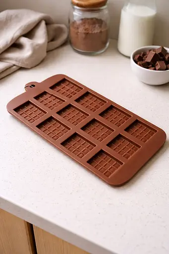 Силиконовая форма на планшете для шоколада на 12 мини-плиток 21 × 10,5 см Коричневый 88278 - фото 2