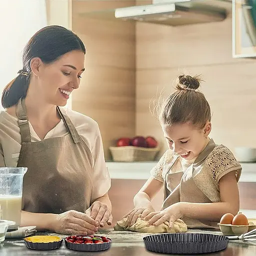 Перфорированная форма для выпечки тартов и кишей с антипригарным покрытием и съемным дном Ø24см Черный 88132 - фото 7