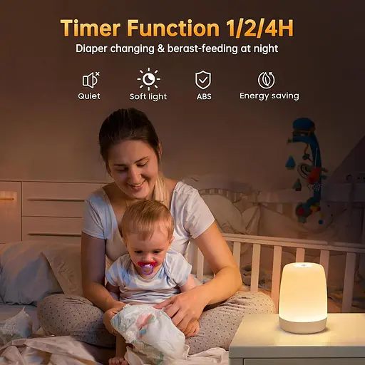 Нічний світильник YUNJAYI для дитячої спальні, сенсорне управління, світлодіодний світильник з теплим білим світлом і 256 кольорам - фото 4