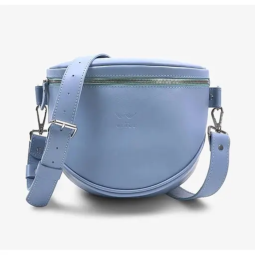 Шкіряна сумка поясна-кроссбоді Vacation блакитний краст - фото 1