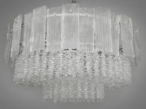 Люстра підвісна з скляними елементами на 20 ламп, колір хром - фото 3