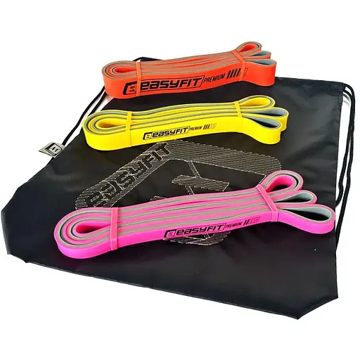 Набір двошарових гумок для підтягування EasyFit Premium 7-45 кг (3 шт.) (EF-7453s) - фото 1