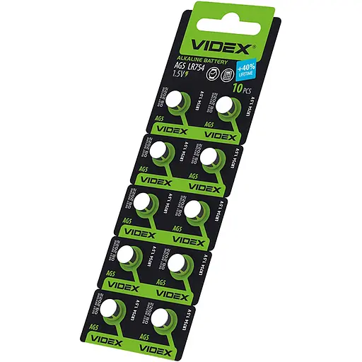 Батарейки годинникові Videx AG5 (LR754) лужні 1.5V 10 шт.