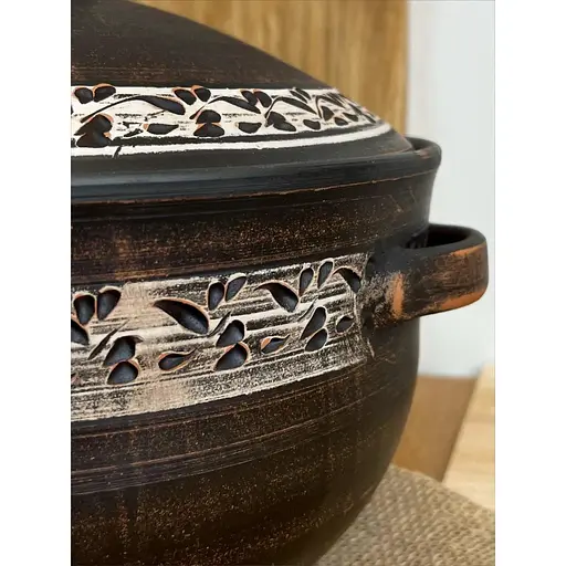 Супник 4 літра керамічний (глиняний) різьблений   - фото 4