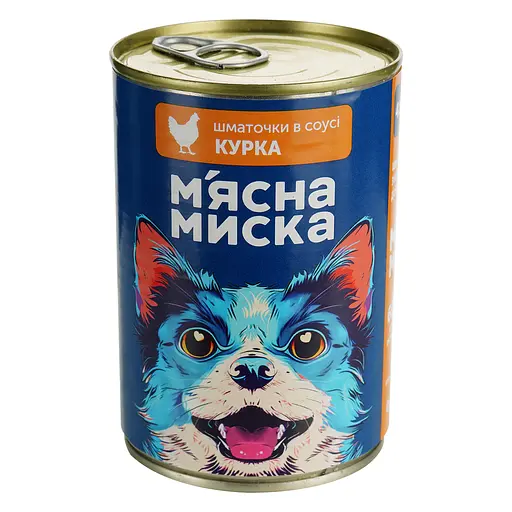 Вологий корм для собак М'ясна миска, шматочки в соусі з куркою, 415 г - фото 2