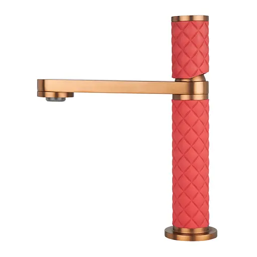 Дизайнерский смеситель для умывальника розовое золото Nett ORG-24 Теплый закат - фото 1