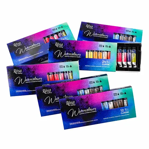 Набір акварельних фарб CLASSIC картонний пенал 24кол. х 10 мл туба Rosa Gallery - фото 5