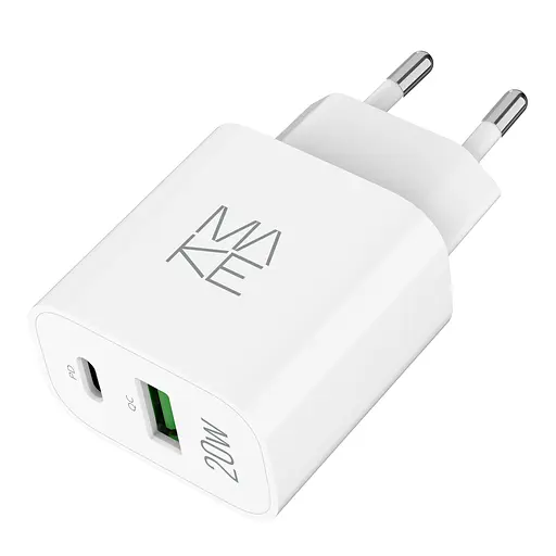 Зарядний пристрій мережевий MAKE 20W Type-C PD3.0 + USB QC4.0 White - фото 8
