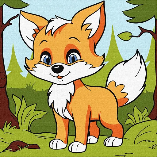 Набор для росписи по номерам для детей 5+ Пухнастая лисица, 25x25 см, КНО6113