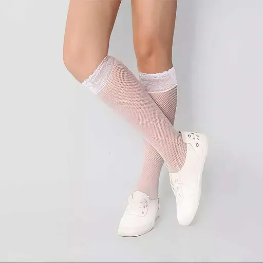 Довгі гольфи в сітку XS/S Білий K0466-2 - фото 2