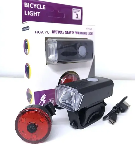 Вело набір фара передня + задня Hua Yu HY028 велосипедний ліхтар та габарит мигалка стоп - фото 4