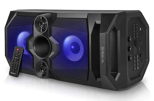 Колонка портативна 2.0 Real-El X-771 Black 2 x 25 Вт пластиковий корпус Bluetooth MicroSD/USB акумулятор 8000 мАг - фото 2