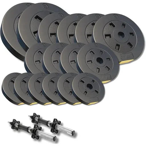 Набор композитных дисков Besport PowerPro 59кг для гантелей и штанг + 2 грифа