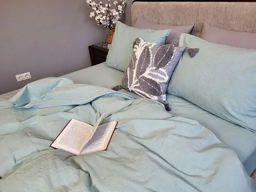 Комплект постельного белья Washed Cotton из вареного хлопка Морская волна Cyan - фото 3