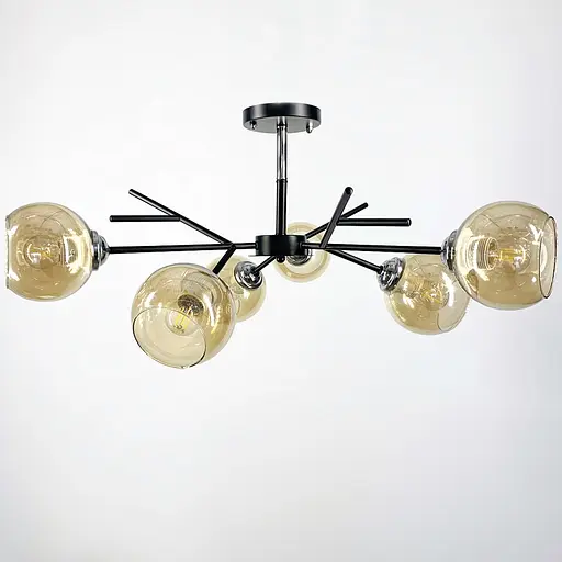 Люстра в черном корпусе на 6 ламп Line.F Цвет плафона Белый - фото 1