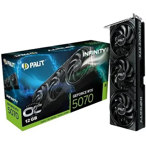 Відеокарта GeForce RTX 5070, Palit, Infinity 3 OC, 12Gb GDDR7, 192-bit, HDMI/3xDP, 2542/28000 MHz, 16-pin (NE75070S19K9-GB2050S) - фото 1