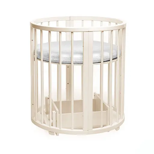 Детская кроватка Бук Горизонт без ящика, маятниковый механизм ванильный - фото 5