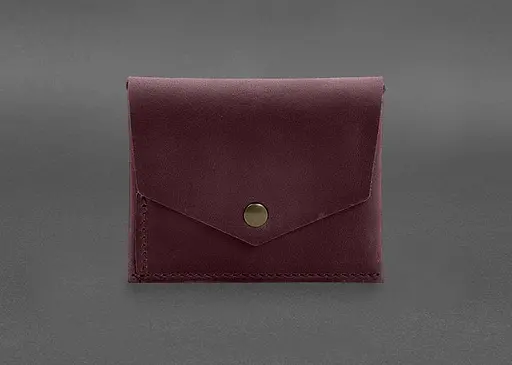 Кожаный кошелек mini 3.0 (кард-кейс) бордовый Crazy Horse - фото 1